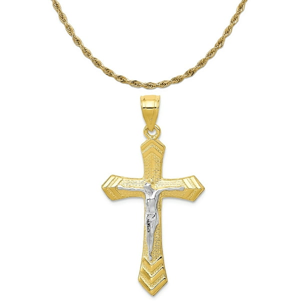 10K Yellow Gold & Rhodium Plated Passion Crucifix Pendant 10K Yellow Gold & Rhodium Plated Passion Crucifix Pendant